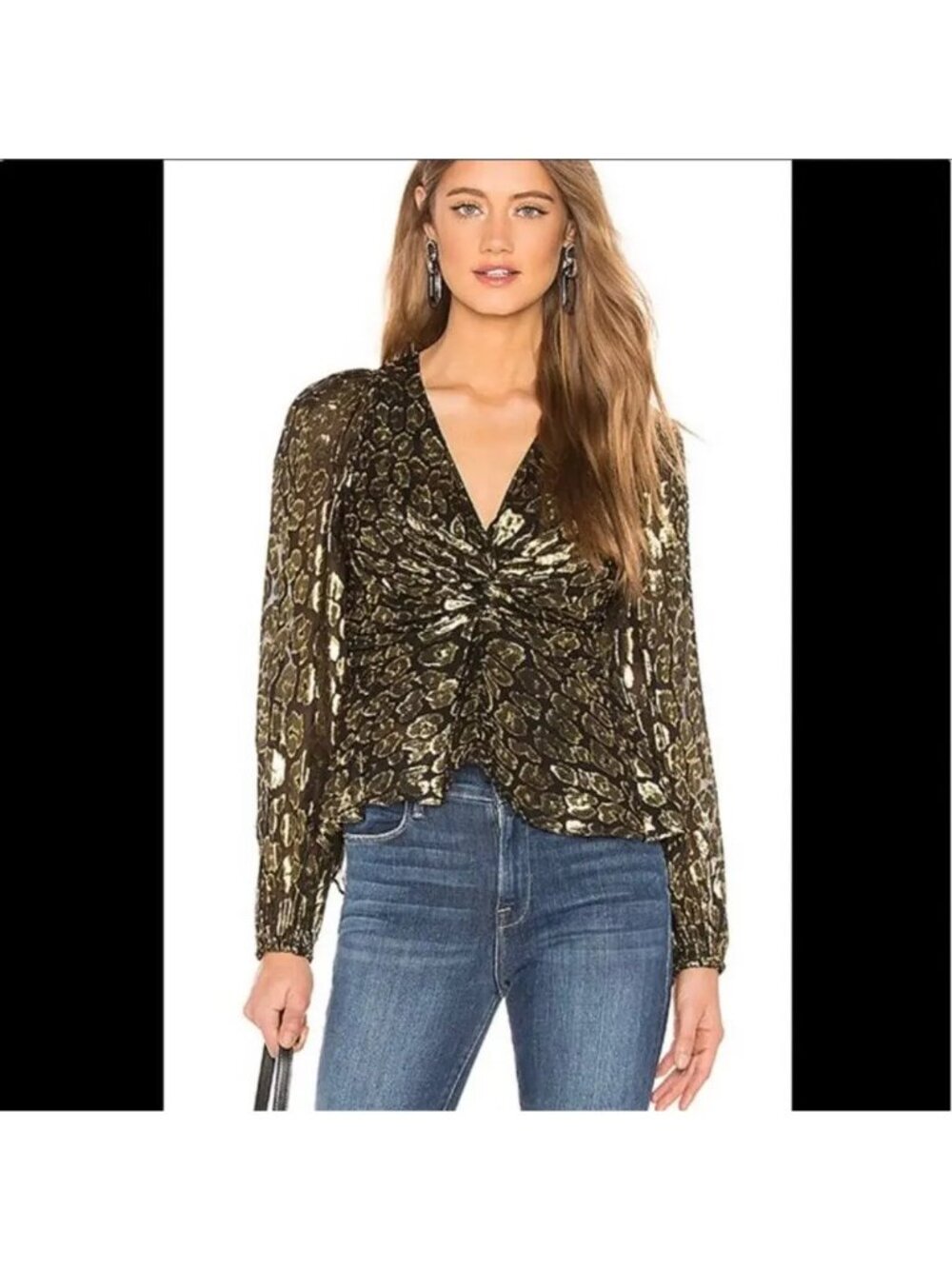 A.L.C. Logan Top in Black & Gold Foil Leopard 6